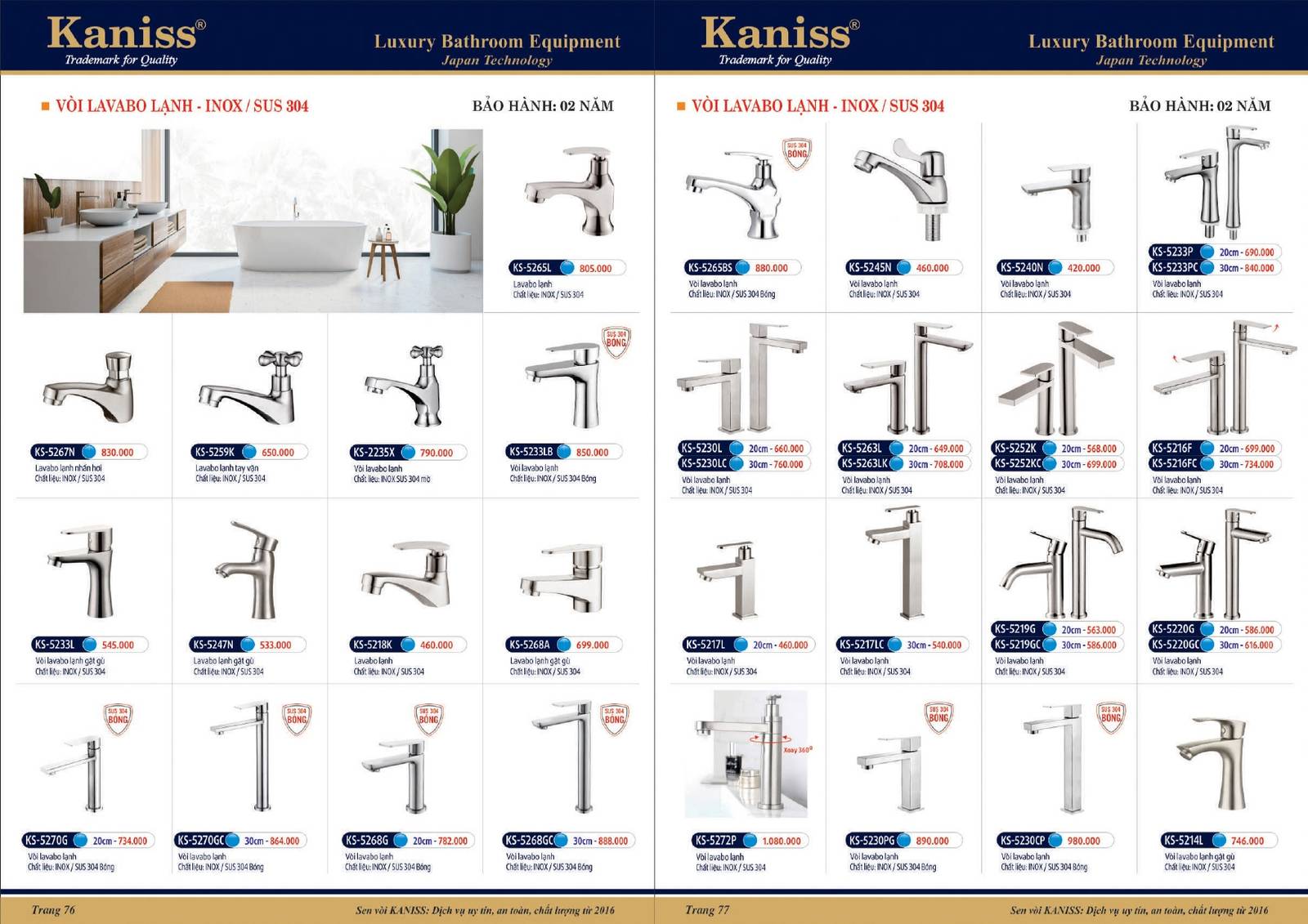Bảng giá và Catalogue Thiết bị vệ sinh KANISS mới nhất 2025 /Page 39